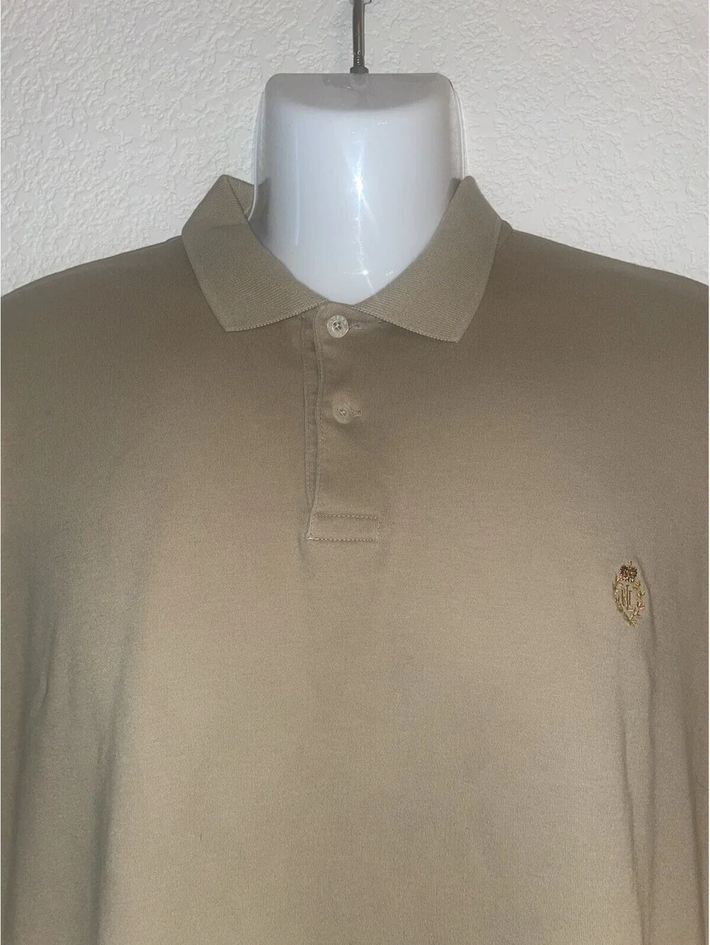 Vintage Lauren Ralph Lauren Polo Shirt Mens L Beige Brown Crest Logo Cotton